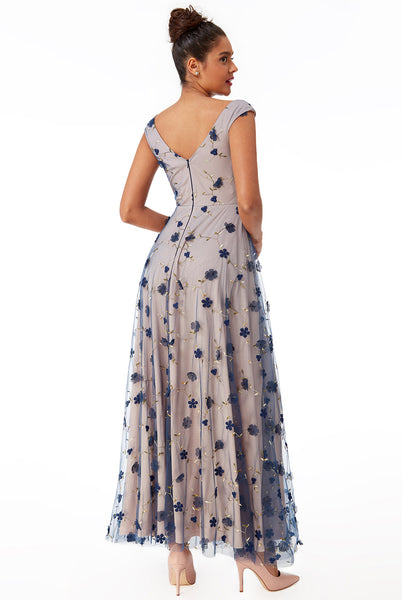 Georgette Dress with a 3D Flower Mesh
