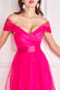 Pleated Off Shoulder Bardot Princess Maxi Dress DR3322A