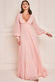 Pleated Chiffon Knotted Bodice Full Sleeve Maxi Dress DR3593