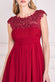 Embellished Crochet Laced Yoke Pleated Bodice Hi-Low Maxi Dress DR3820