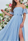 Draped Off The Shoulder Chiffon Maxi Dress With Front Split DR3070