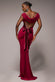Open Back Cowl Neck Gathered Maxi Dress With Velvet Tie Back DR4856