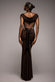 Open Back Cowl Neck Gathered Maxi Dress With Velvet Tie Back DR4856