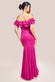 Frilled Off The Shoulder Pleated Chiffon Maxi Dress DR4273