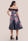 Scuba Foam Floral Bardot Midi Dress DR4302