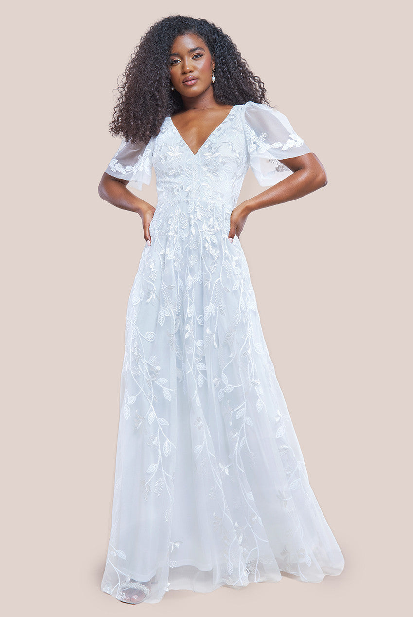 Wholesale Flared Sleeve Embroidered Maxi Dress City Goddess Wholesale Flared Sleeve Embroidered Maxi Dress City Goddess