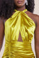 Halter Neck Front Split Satin Maxi Dress DR4398
