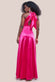 Halter Neck Front Split Satin Maxi Dress DR4398