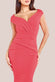 Scuba Crepe Pleated Bardot Maxi Dress DR1092