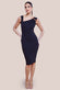 Scuba Crepe Asymmetric Neck Midi Dress DR4284