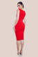 Scuba Crepe Asymmetric Neck Midi Dress DR4284