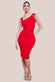 Scuba Crepe Asymmetric Neck Midi Dress DR4284