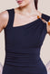 Scuba Crepe Asymmetric Neck Midi Dress DR4284
