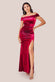 Velvet Bardot Maxi Dress With Split DR4076