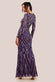Geo Patterned Sequin Long Sleeve Maxi Dress DR3495