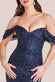 Off The Shoulder Patterned Sequin Wing Maxi Dress DR2791