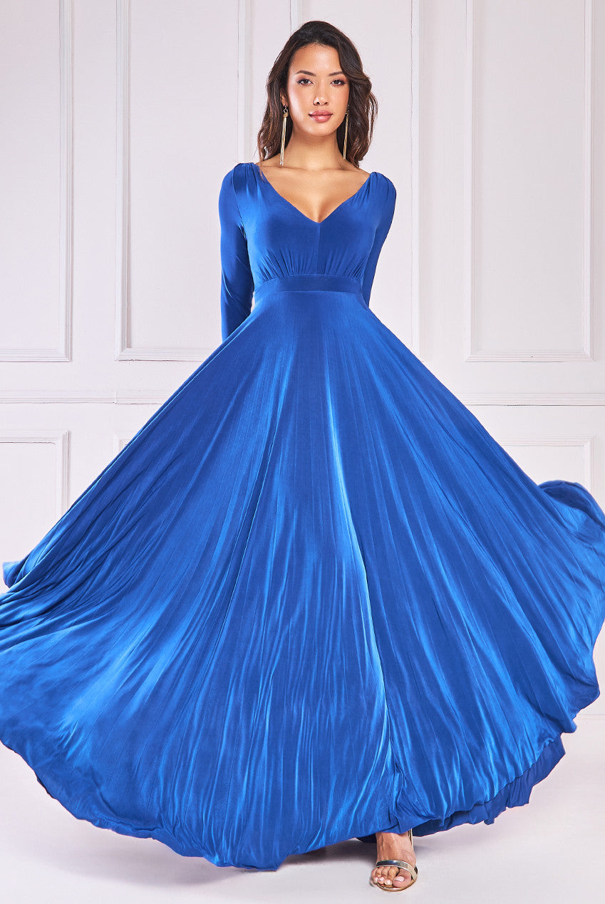 Wholesale Plunge Neck Flared Skirt Maxi Dress City Goddess Wholesale Plunge Neck Flared Skirt Maxi Dress City Goddess
