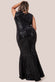 Patterned Sequin Velvet Wrap Bodice Maxi Dress DR3623P