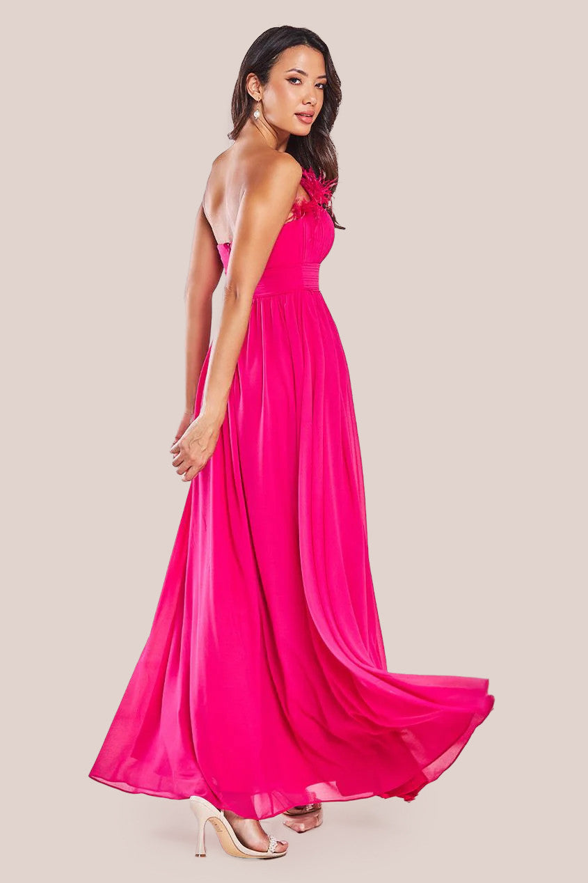 Wholesale Chiffon Feather Bandeau Maxi Dress City Goddess Wholesale Chiffon Feather Bandeau Maxi Dress City Goddess
