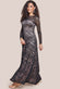 Geo Wave Flare Skirt Long Sleeve Maxi Dress DR4491