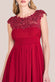 Embellished Crochet Laced Yoke Pleated Bodice Hi-Low Maxi Dress DR3820