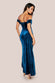 Draped Shoulder Velvet Corset Maxi Dress DR4044