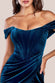 Draped Shoulder Velvet Corset Maxi Dress DR4044