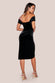 Draped Shoulder Velvet Corset Midi Dress DR4066
