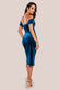 Draped Shoulder Velvet Corset Midi Dress DR4066