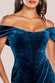 Draped Shoulder Velvet Corset Midi Dress DR4066
