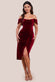 Draped Shoulder Velvet Corset Midi Dress DR4066