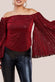 Patterned Sequin Lurex Off Shoulder Pleated Flare Sleeve Top T205