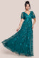 Mother Of The Bride Flared Sleeve Embroidered Maxi Dress DR3279