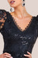 Sequin Lace Short Sleeve A-Line Midi Dress DR4429