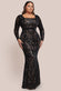 Sequin Square Neck Maxi With Scallop Hem DR4038PLUS