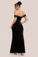 Off Shoulder Hotfix Diamante Wing Velvet Maxi Dress DR4484