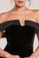 Off Shoulder Hotfix Diamante Wing Velvet Maxi Dress DR4484