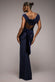 Open Back Cowl Neck Gathered Maxi Dress With Velvet Tie Back DR4856