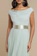 Cowl Neck Pleated A-Line Chiffon Midi Dress DR4501