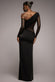 Gathered Cowl Asymmetric Mesh And Soft Touch Maxi Dress DR4800