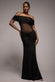 Gathered Off The Shoulder Mesh Waist Panel Maxi Dress DR4857