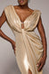 Cowl Plunge Draped Foil Maxi Dress DR4925