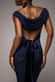 Open Back Cowl Neck Gathered Maxi Dress With Velvet Tie Back DR4856