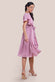 Sustainable Flutter Sleeve Chiffon Wrap Midi Dress DR2555BBS