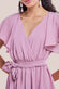 Sustainable Flutter Sleeve Chiffon Wrap Midi Dress DR2555BBS