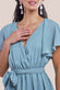 Sustainable Flutter Sleeve Chiffon Wrap Midi Dress DR2555BBS