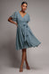 Flutter Sleeve Midi Wrap Dress With Elasticated Waist DR2555B