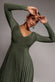 Plunge Neck Flared Skirt Maxi Dress DR2608