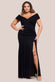 Scuba Crepe Off Shoulder Front Split Maxi Dress DR2930PLUS