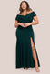 Scuba Crepe Off Shoulder Front Split Maxi Dress DR2930PLUS